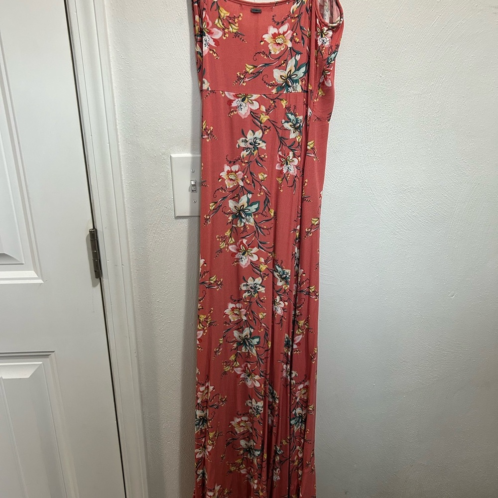 O'Neill Floral Maxi Dress in Coral and White
